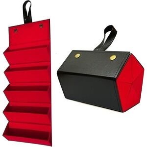 5 Slot Hanging Sunglasses Organizer Travel Case Black Red Storage NWOT
